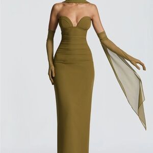 Baby Boo Lindsey Elegant Olive Strapless Evening Gown